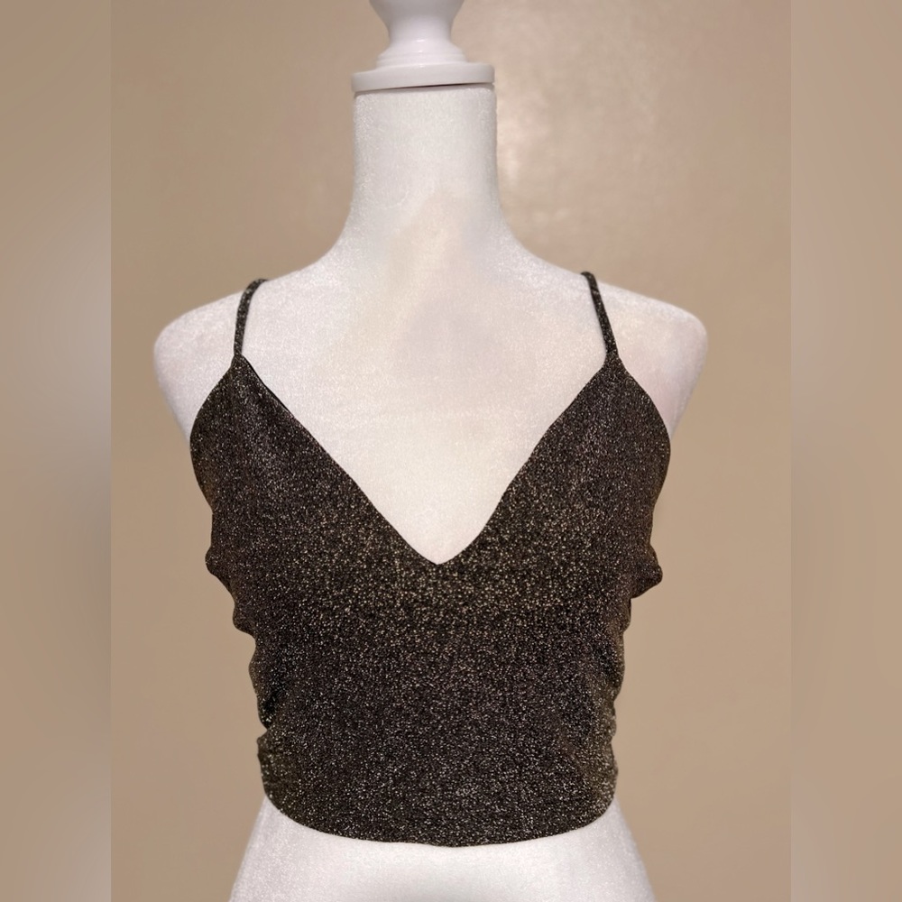 Windsor Crop Top| Windsor Gold Sequin| Color: Black/Gold | Size: Small